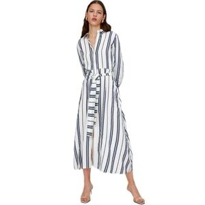 Zara Striped Maxi Shirt Dress